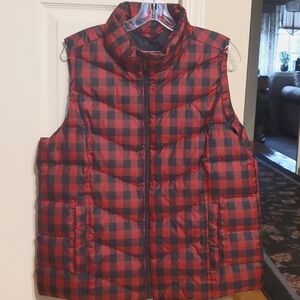 Lands End Women's Lightweight Plaid Puffer Vest Size Large 14-16